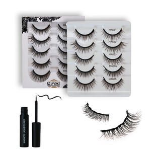 <span class=keywords><strong>Cils</strong></span> magnétiques effet naturel avec stylo eyeliner, lot de 5 paires, imperméables, longue tenue, réutilisables, kit de <span class=keywords><strong>cils</strong></span> en gros - Product Image 1