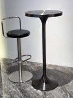 Tabouret de bar moderne en acier inoxydable, luxe léger, haut de gamme, avec dossier et assise rembourrée, pour comptoir de bar, restaurant, maison, style italien