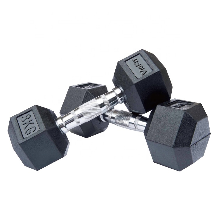New Strength Training Fitness Equipment Weight Lifting Rubber Coated cast Iron Hex Rubber Dumbbell