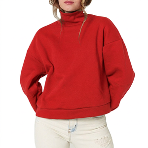 Pull à manches courtes pour femmes, sweat-shirt à col montant pour activités de plein air, tissu chaud de haute qualité, coupe confortable - Product Image 1