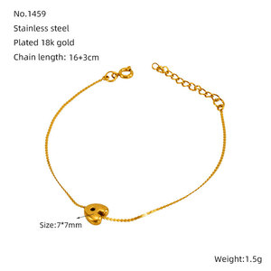 Pulseras y Brazaletes de Moda al por Mayor de Acero Inoxidable 316L con Baño de Oro de 14k y 18k, Pequeños y Delicados con Letras para Mujer - Product Image 2