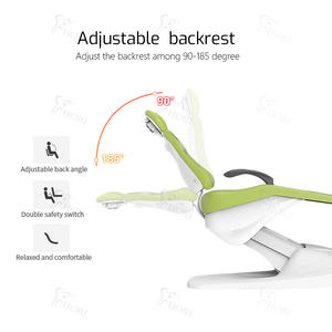 Fauteuil dentaire Hori électrique réglable en hauteur avec crachoir intégré vert clair pour cliniques dentaires - Product Image 4