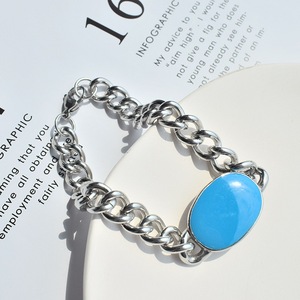 Bracciale da uomo in acciaio al titanio blu stile indiano Saman <span class=keywords><strong>Khan</strong></span> con catena cubana in silicone - Product Image 6