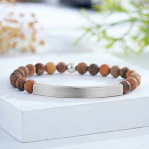 Inspire Jewelry Customized Engraved Motivational <b>Beaded</b> Bar <b>Bracelet</b> 18K Gold Plated Stainless Steel Vintage Buddhism Gift - Product Image 5