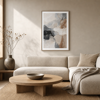 Peinture abstraite texturée grise, noire et beige, sur toile encadrée, grande décoration murale de luxe, style nordique moderne, pour la maison ou le bureau