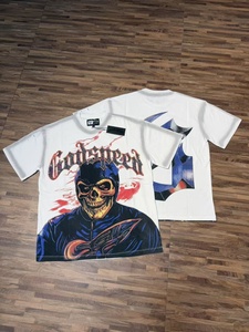 <span class=keywords><strong>T</strong></span>-shirt graphique streetwear de luxe LY 2026 en coton épais, imprimé crâne délavé vintage, coupe oversize pour homme, mode hip-hop - Product Image 6