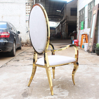 Chaise de banquet ovale en acier inoxydable avec accoudoirs, robuste, pour événements de restauration, chaise de salle à manger pour fêtes et lieux événementiels, vente en gros