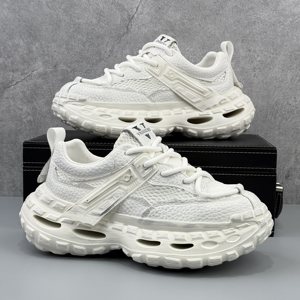 Chaussures pour hommes à semelle épaisse rehaussante, style Dad Shoes, d'été, vintage, effet vieilli, de niche, haut de gamme, tendance, avec empeigne en maille, fermeture auto-agrippante, en EVA - Product Image 2
