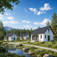 Maison préfabriquée modulaire en acier léger de style scandinave, à montage rapide, pour projets résidentiels, hôtels et locations.