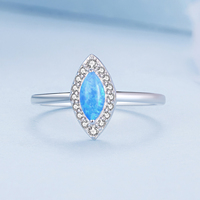 925 argent Sterling cheval oeil en forme bleu opale clair Zircon anneaux pour femmes mauvais œil fête anneau mode bijoux cadeau BSR350
