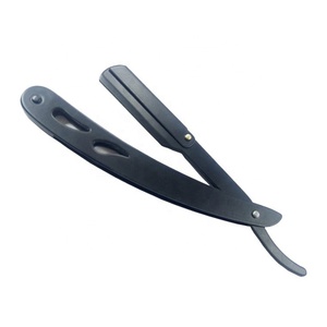 New Black Barber <b>Razors</b> Private Label Logo Stainless Steel Cut Throat Men <b>Straight</b> Shaving <b>Razor</b> Black Wholesale Best Price - Product Image 1