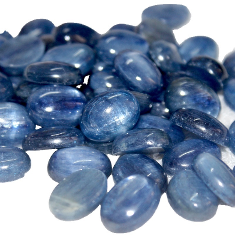 0111 8mm Blue Kyanite Flat Oval Loose Gemstone Beads 16