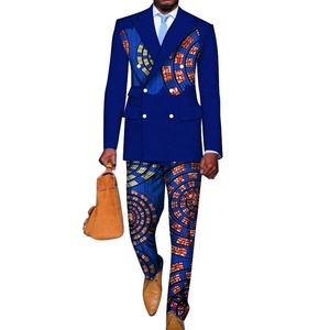 Ensemble de vêtements à motif imprimé pour <span class=keywords><strong>homme</strong></span>, vêtements africains à Double boutonnage, veste à revers à pointe, pantalon Design, <span class=keywords><strong>Blazer</strong></span>, costumes pour hommes - Product Image 4