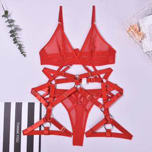 搞笑内衣性感迷人重金属戒指交错空心吊袜带三件套批发 - Product Image 6