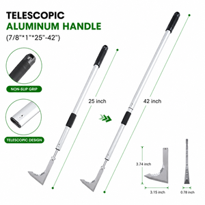 Heavy-Duty Manual Weed Puller Garden Weeding Remover <b>Tool</b> Sickle W/42" Tele Handle - Product Image 2