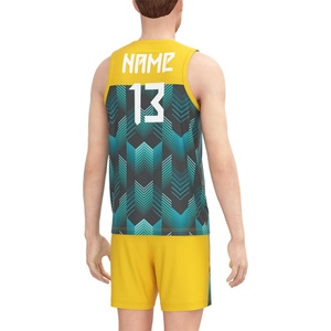 Maillots de volley-ball en spandex pour équipes sportives, sublimation en usine, uniformes noirs, maillots de volley-ball pour hommes, couleurs bleues - Product Image 6