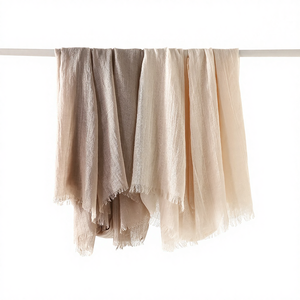 Écharpes et châles d'été en coton et lin de couleur unie pour femmes - Séchage rapide, multifonctionnels, pour voyages en extérieur (vente en gros) - Product Image 4