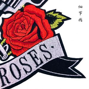 Factory Sell No Minimum Custom Embroidery Iron on Gun Rose Patch for Clothes Bag Biker Jacket - Product Image 5