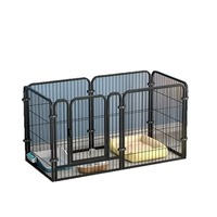 Enclos commercial robuste en tube carré de fer pour chiens d'intérieur, avec porte en grillage métallique, barrière sécurisée anti-évasion pour animaux, enclos de jeu et chenil
