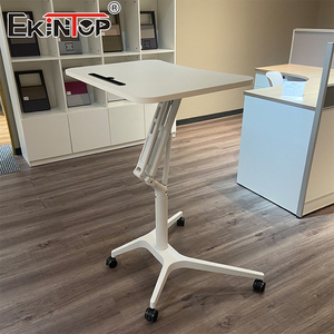 Sinonis Wooden Modern Design Height <b>Adjustable</b> Office Computer Manual Sit Stand Lift Top End <b>Table</b> Standing Desk - Product Image 4
