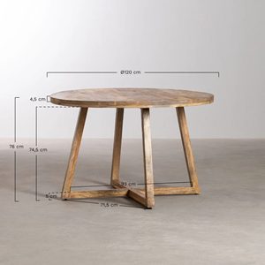 Modern Mango <b>Wood</b> <b>Round</b> <b>Dining</b> <b>Table</b> 4 Seater <b>Solid</b> Wooden Furniture for <b>Dining</b> Room Restaurant and Hospitality Spaces - Product Image 5