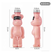 Bouteille de boisson PET lait transparent café bouteille en plastique forme d'ours lait café bouteille en plastique