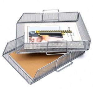 2-Tier High Quality Metal Mesh Document Tray Desktop <b>Organizer</b> Efficient <b>File</b> Management for Office School - Product Image 3