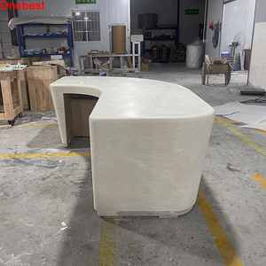 Forma curva Corian Superficie sólida Color Habitación ejecutiva Escritorio de oficina Personal Mesa de oficina ajustable - Product Image 3