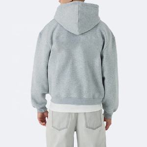 هوديز للرجال سادة عالية الجودة الوزن الثقيل هوديس انخفض الكتف Boxy Cropped <span class=keywords><strong>up</strong></span> Hoodie - Product Image 4