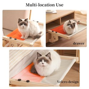Hamac mural en bois pour chat 54x38x17.5cm, lit suspendu à fenêtre pour chats d'intérieur - Product Image 2