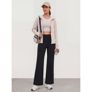Pantalon de yoga pour femme FOXA, taille haute, évasé, noir, avec poches, extensible dans quatre directions, pantalon de travail décontracté - Product Image 3