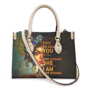 2024 diseñador exclusivo personalizado afroamericano Afro Girl patrón de arte afroamericano de alta calidad impermeable señoras Pu bolso - Product Image 2