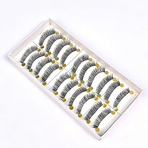 Faux <span class=keywords><strong>cils</strong></span> faits main en coton, 10 paires, doux, longs, à tige noire, pour un look naturel, vente en gros - Product Image 4