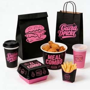 Cajas de Empaque para Comida Rápida con Diseño Personalizado, Logotipo Impreso, Empaque para Restaurante, Caja para Llevar Comida, Caja para Sándwiches y Hamburguesas - Product Image 1