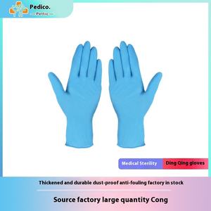 Sarung tangan lateks nitril elastis tinggi bebas serbuk biru sekali pakai langsung dari pabrik sangat baik untuk peralatan kedokteran hewan medis - Product Image 3