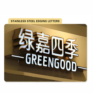 علامة باب مضيئة مخصصة مصنوعة في الهواء الطلق الكلمات الإعلانية الفولاذ المقاوم للصدأ الكريستال الخلفية الكلمات الاكريليك مخصص - Product Image 3