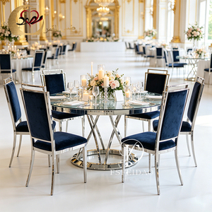 Mesa de Comedor Redonda de Acero Inoxidable con Patas Metálicas para Eventos y Banquetes - Product Image 5