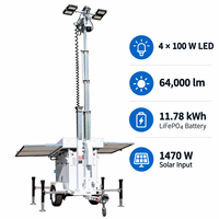 Tour d'éclairage solaire à 3 panneaux TPE-900L ECO 64000lms LED, prête à l'emploi 24/7 pour l'éclairage des parkings