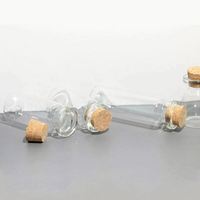 Botol kaca Mini W Ish Quartz Bening, tabung kaca borosilikat uji kecil dengan gabus untuk merokok pipa