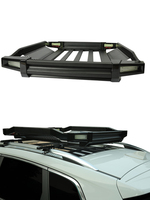 Porte-bagages de toit universel 4x4 en aluminium noir avec feu LED en tôle d'acier, panier à bagages, porte-bagages de toit