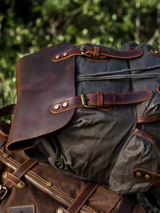 帆布背包复古防水疯马歌舞秀皮革背包 - Product Image 5