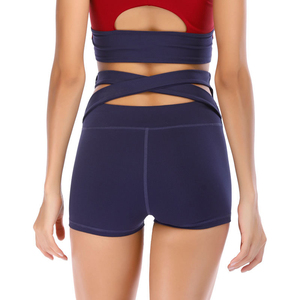 <strong>Women's</strong> High Elastic Cross Back Sports Pants Breathable Side Cross Band Yoga Casual Shorts Active Wear <strong>Buttocks</strong> Tight