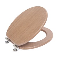 Abattant de toilette en MDF à fermeture douce, 18 pouces, motif bois, garantie 1 an, plaque de protection tampon, design traditionnel, salle de bain