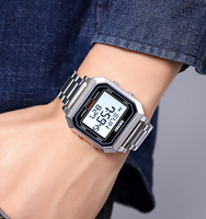 Retro reloj digital para hombre relojes de lujo a prueba de agua de acero inoxidable reloj de pulsera Cool SKMEI 2149 relojes digitales para hombres