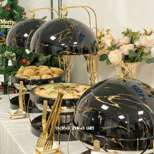 Set Peralatan Pemanas Makanan Prasmanan Chafing Dish Mewah 8L Warna Hitam Emas untuk Katering, Restoran, dan Perlengkapan Chef - Product Image 5