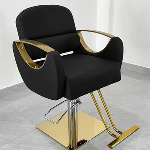 Fauteuil de barbier en cuir PU noir, chaise de coiffure hydraulique rembourrée pour salon de coiffure - Product Image 6