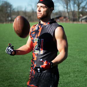 कस्टम ध्वज फुटबॉल आस्तीन रहित हुडी संपीड़न शर्ट - Product Image 6