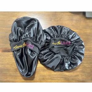 Bonnet de nuit en satin double couche à large bande élastique, grande taille, imprimé personnalisé, haute qualité, vente en gros - Product Image 4
