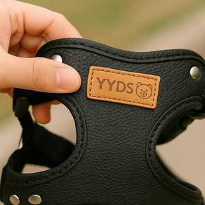 Harnais pour chien personnalisé en nylon en cuir PU souple pour petits/moyens chiens élégant réglable respirant gilet pour animaux de compagnie noir blanc YYDS - Product Image 4