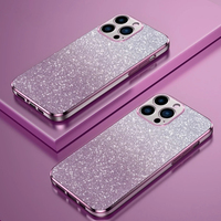 Coque de téléphone portable antichoc électroplaquée à paillettes dégradées pour iPhone 15 Pro Max/15 Pro/15/15 Plus/14/13/12/11/XS/8 Plus